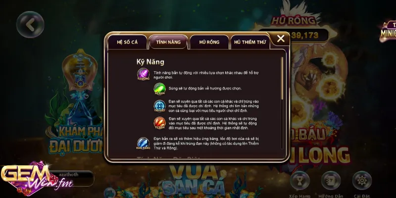 Hệ thống thưởng và tính năng trong game